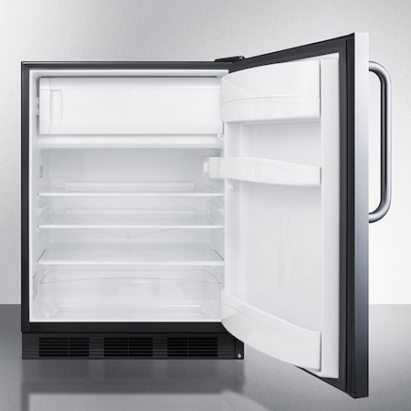 Summit-Refrigerator-Freezer, ADA Compliant, Built-In Undercounter, S/S Door, Black